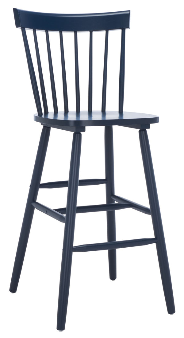 Safavieh PROVIDENCE Bar Stool Set – Timeless Spindle Back Design for Elegant Home Bars & Kitchen Spaces Navy BST8504E-SET2