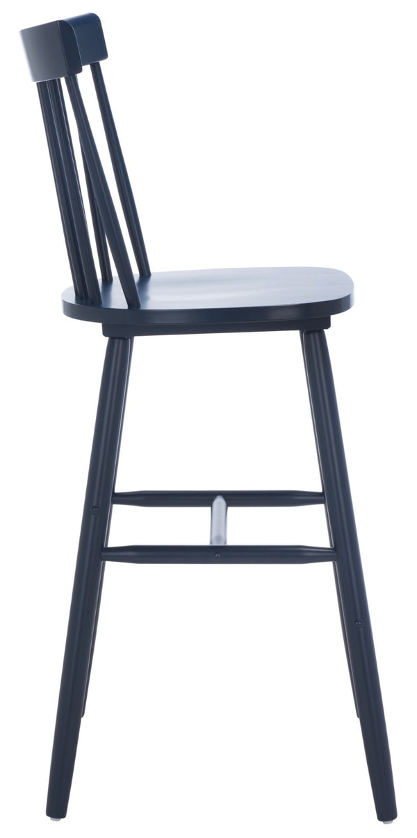 Safavieh PROVIDENCE Bar Stool Set – Timeless Spindle Back Design for Elegant Home Bars & Kitchen Spaces Navy BST8504E-SET2