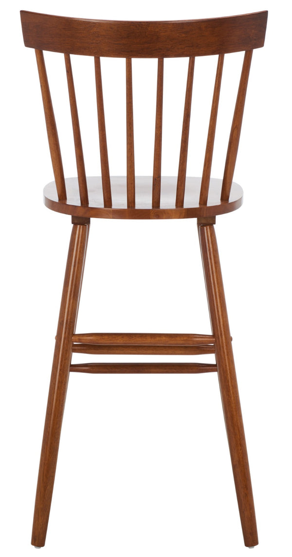 Safavieh PROVIDENCE Bar Stool Set – Timeless Spindle Back Design for Elegant Home Bars & Kitchen Spaces Walnut BST8504F-SET2
