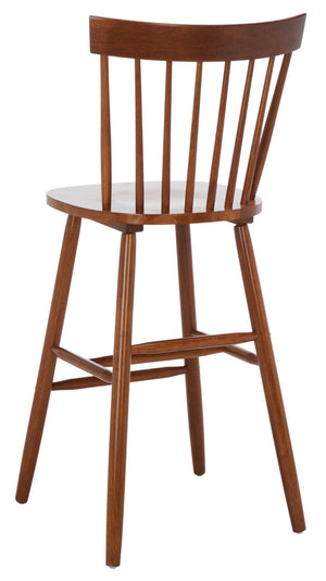 Safavieh PROVIDENCE Bar Stool Set – Timeless Spindle Back Design for Elegant Home Bars & Kitchen Spaces Walnut BST8504F-SET2