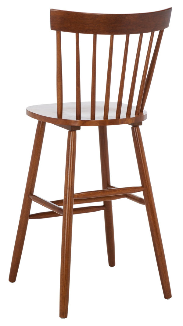 Safavieh PROVIDENCE Bar Stool Set – Timeless Spindle Back Design for Elegant Home Bars & Kitchen Spaces Walnut BST8504F-SET2