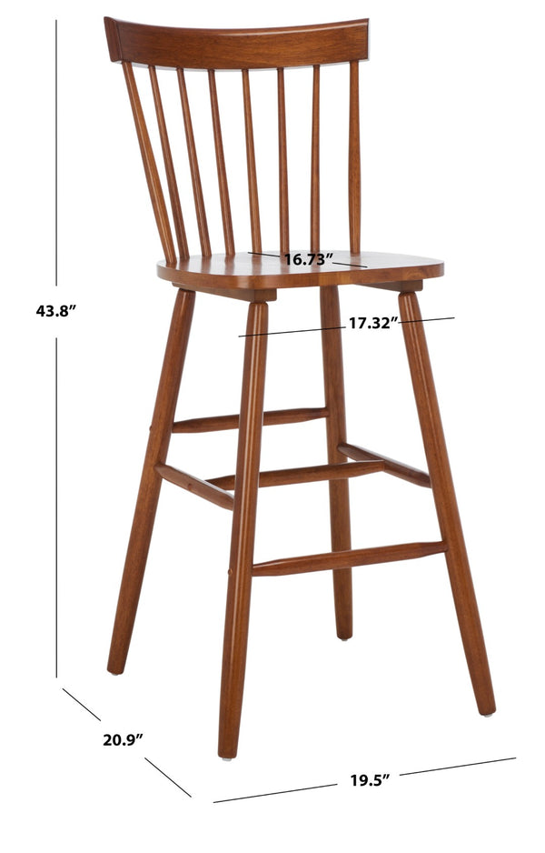 Safavieh PROVIDENCE Bar Stool Set – Timeless Spindle Back Design for Elegant Home Bars & Kitchen Spaces Walnut BST8504F-SET2