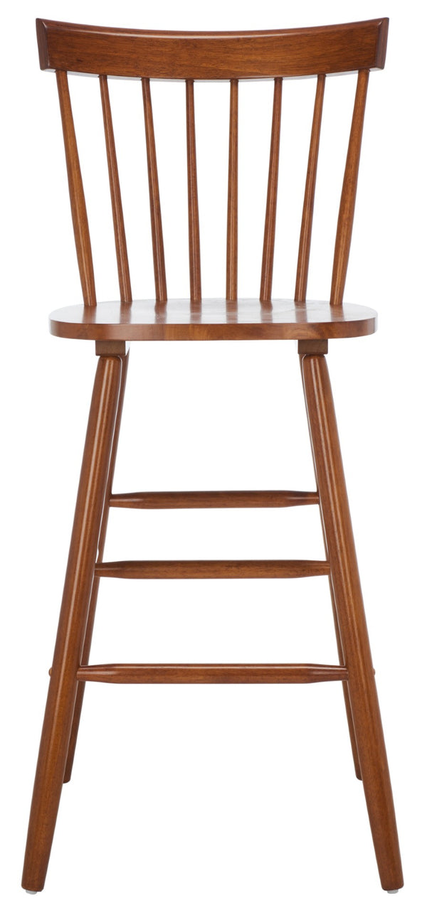 Safavieh PROVIDENCE Bar Stool Set – Timeless Spindle Back Design for Elegant Home Bars & Kitchen Spaces Walnut BST8504F-SET2