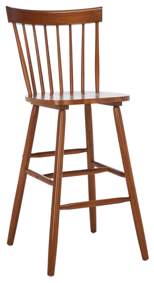 Safavieh PROVIDENCE Bar Stool Set – Timeless Spindle Back Design for Elegant Home Bars & Kitchen Spaces Walnut BST8504F-SET2