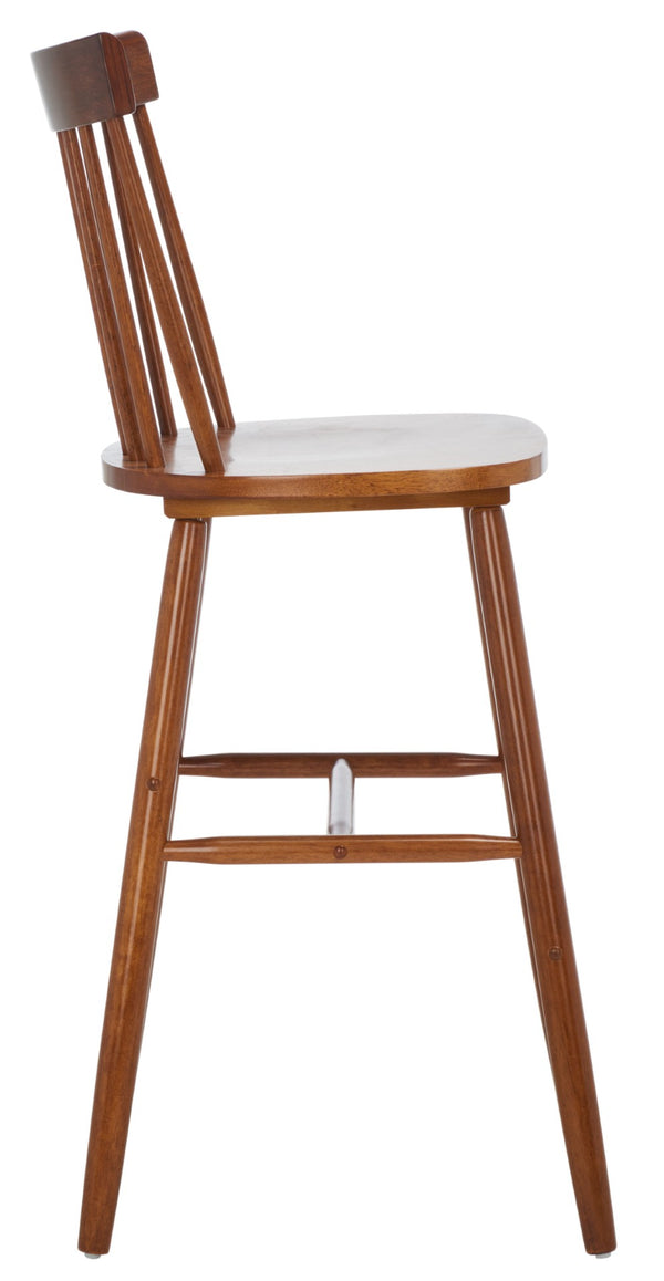 Safavieh PROVIDENCE Bar Stool Set – Timeless Spindle Back Design for Elegant Home Bars & Kitchen Spaces Walnut BST8504F-SET2