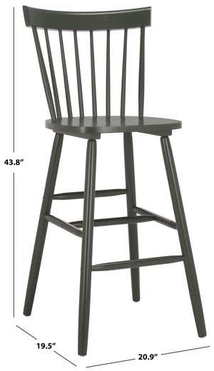 Safavieh Providence Bar Stool Set Of 2 - Elegant Rubberwood Design With Classic Spindle Back For Stylish Decor Dusty Green Wood Bst8504g-set2