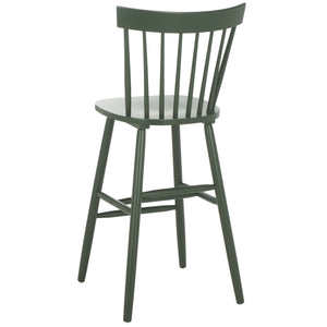 Safavieh Providence Bar Stool Set Of 2 - Elegant Rubberwood Design With Classic Spindle Back For Stylish Decor Garden Green Wood Bst8504h-set2