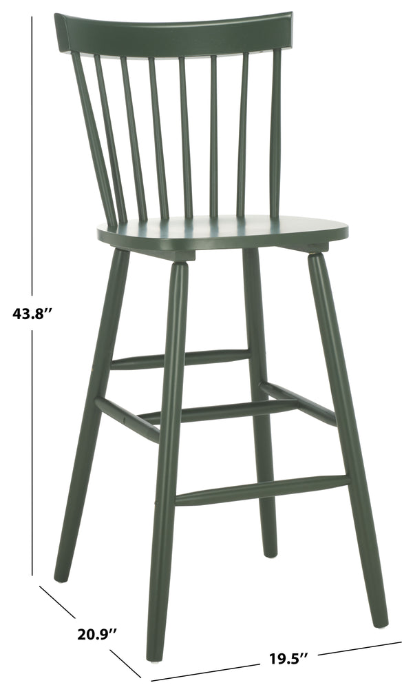 Safavieh Providence Bar Stool Set Of 2 - Elegant Rubberwood Design With Classic Spindle Back For Stylish Decor Garden Green Wood Bst8504h-set2
