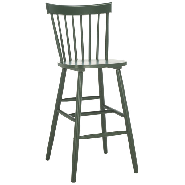 Safavieh Providence Bar Stool Set Of 2 - Elegant Rubberwood Design With Classic Spindle Back For Stylish Decor Garden Green Wood Bst8504h-set2
