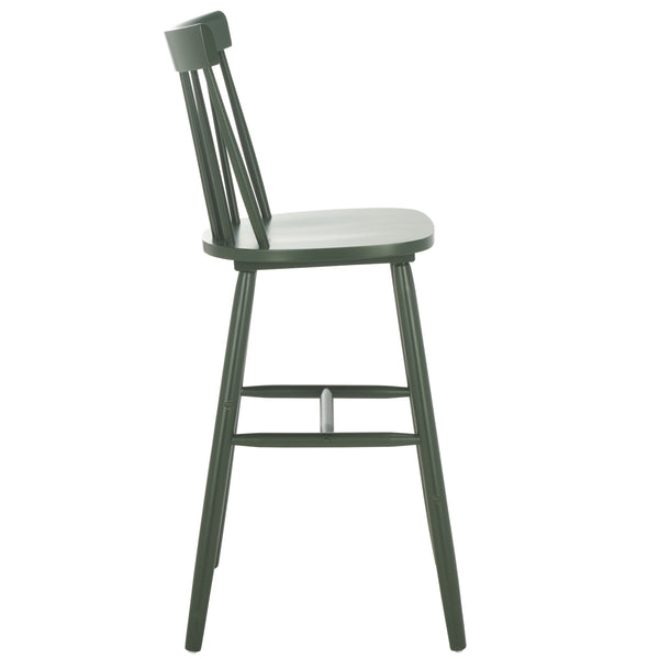 Safavieh Providence Bar Stool Set Of 2 - Elegant Rubberwood Design With Classic Spindle Back For Stylish Decor Garden Green Wood Bst8504h-set2