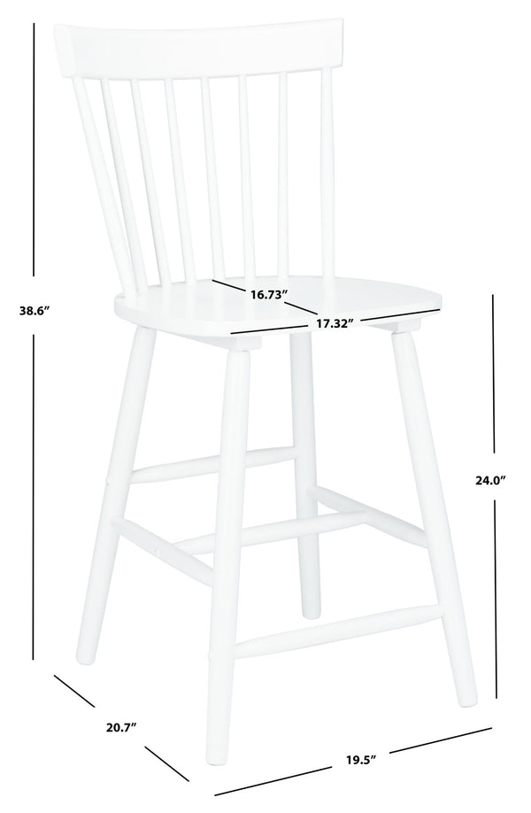 Safavieh PROVIDENCE Counter Stool Set of Two - Farmhouse Charm with Timeless Spindle-Back Design & Comfort White BST8505A-SET2