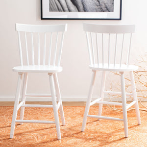 Safavieh PROVIDENCE Counter Stool Set of Two - Farmhouse Charm with Timeless Spindle-Back Design & Comfort White BST8505A-SET2