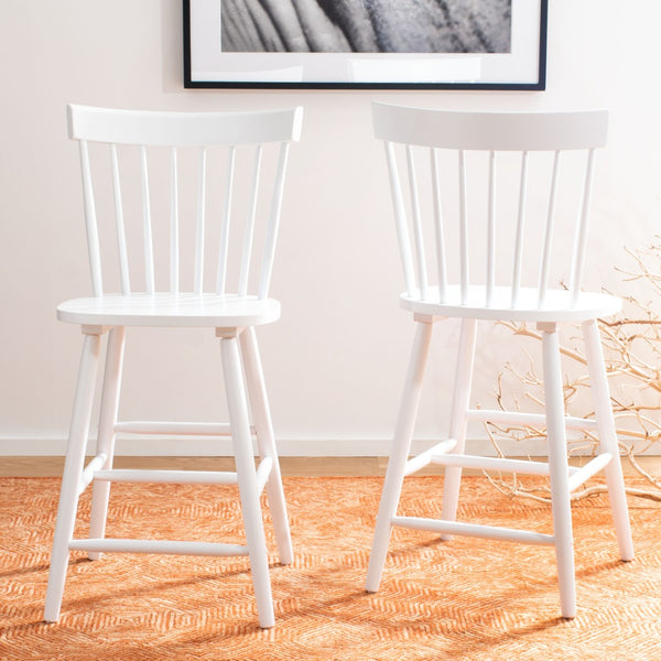 Safavieh PROVIDENCE Counter Stool Set of Two - Farmhouse Charm with Timeless Spindle-Back Design & Comfort White BST8505A-SET2