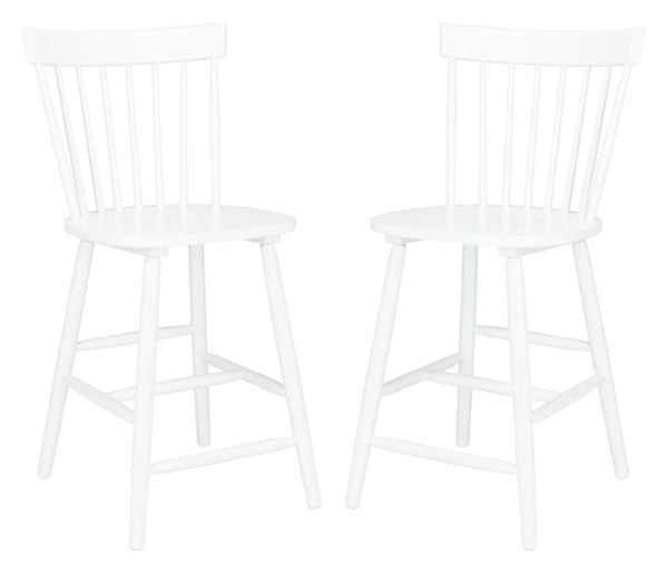 Safavieh PROVIDENCE Counter Stool Set of Two - Farmhouse Charm with Timeless Spindle-Back Design & Comfort White BST8505A-SET2