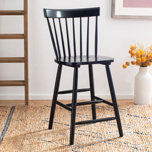 Safavieh PROVIDENCE Counter Stool Set of Two - Farmhouse Charm with Timeless Spindle-Back Design & Comfort Black BST8505B-SET2