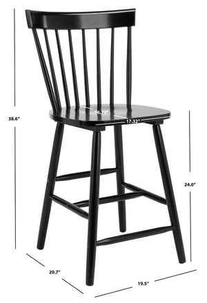 Safavieh PROVIDENCE Counter Stool Set of Two - Farmhouse Charm with Timeless Spindle-Back Design & Comfort Black BST8505B-SET2