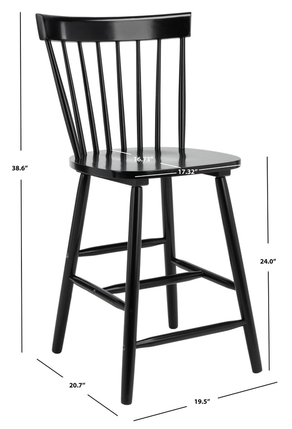Safavieh PROVIDENCE Counter Stool Set of Two - Farmhouse Charm with Timeless Spindle-Back Design & Comfort Black BST8505B-SET2