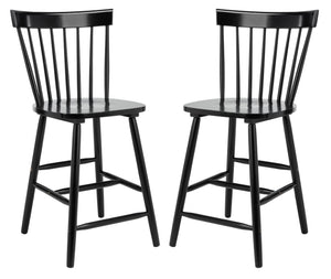 Safavieh PROVIDENCE Counter Stool Set of Two - Farmhouse Charm with Timeless Spindle-Back Design & Comfort Black BST8505B-SET2