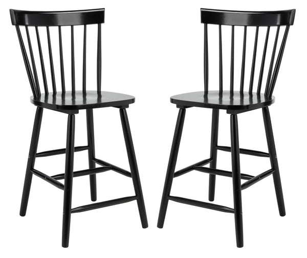 Safavieh PROVIDENCE Counter Stool Set of Two - Farmhouse Charm with Timeless Spindle-Back Design & Comfort Black BST8505B-SET2