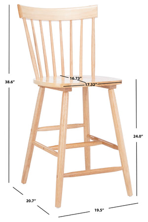 Safavieh PROVIDENCE Counter Stool Set of Two - Farmhouse Charm with Timeless Spindle-Back Design & Comfort Natural BST8505C-SET2