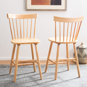 Safavieh PROVIDENCE Counter Stool Set of Two - Farmhouse Charm with Timeless Spindle-Back Design & Comfort Natural BST8505C-SET2