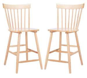 Safavieh PROVIDENCE Counter Stool Set of Two - Farmhouse Charm with Timeless Spindle-Back Design & Comfort Natural BST8505C-SET2