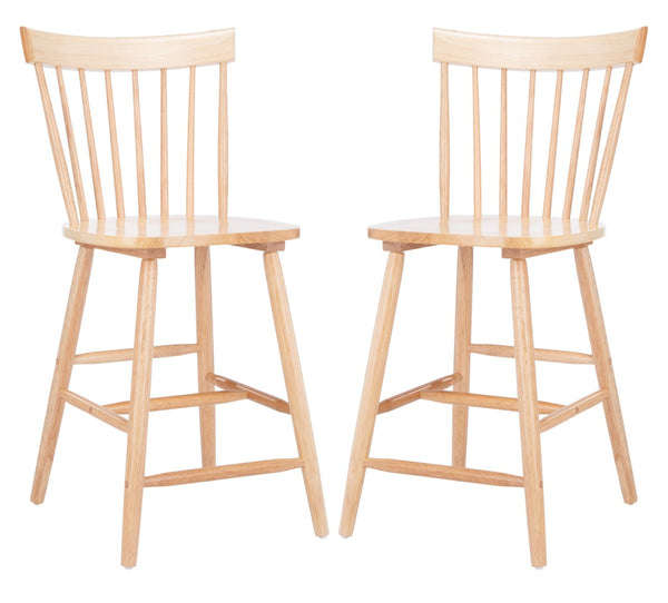 Safavieh PROVIDENCE Counter Stool Set of Two - Farmhouse Charm with Timeless Spindle-Back Design & Comfort Natural BST8505C-SET2