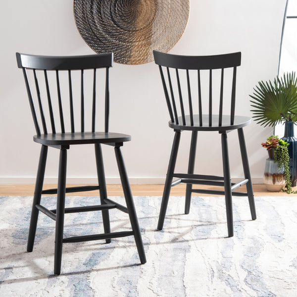 Safavieh PROVIDENCE Counter Stool Set of Two - Farmhouse Charm with Timeless Spindle-Back Design & Comfort Grey BST8505D-SET2