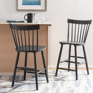 Safavieh PROVIDENCE Counter Stool Set of Two - Farmhouse Charm with Timeless Spindle-Back Design & Comfort Grey BST8505D-SET2