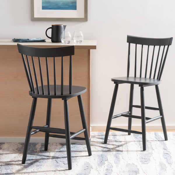 Safavieh PROVIDENCE Counter Stool Set of Two - Farmhouse Charm with Timeless Spindle-Back Design & Comfort Grey BST8505D-SET2
