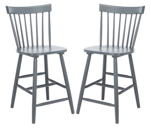 Safavieh PROVIDENCE Counter Stool Set of Two - Farmhouse Charm with Timeless Spindle-Back Design & Comfort Grey BST8505D-SET2