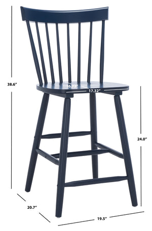 Safavieh PROVIDENCE Counter Stool Set of Two - Farmhouse Charm with Timeless Spindle-Back Design & Comfort Navy BST8505E-SET2