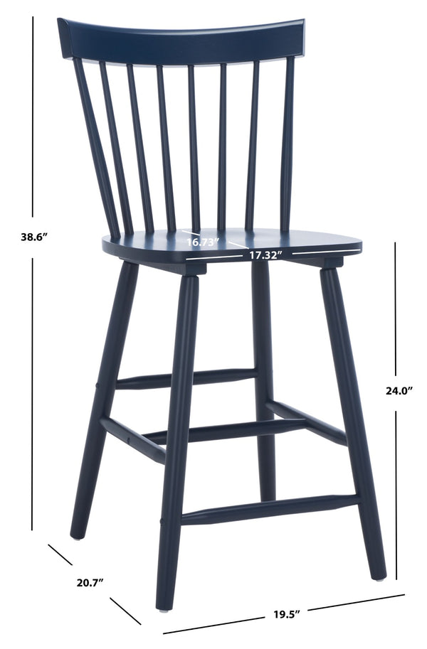 Safavieh PROVIDENCE Counter Stool Set of Two - Farmhouse Charm with Timeless Spindle-Back Design & Comfort Navy BST8505E-SET2