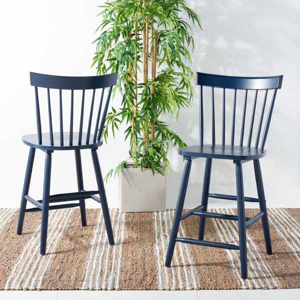 Safavieh PROVIDENCE Counter Stool Set of Two - Farmhouse Charm with Timeless Spindle-Back Design & Comfort Navy BST8505E-SET2