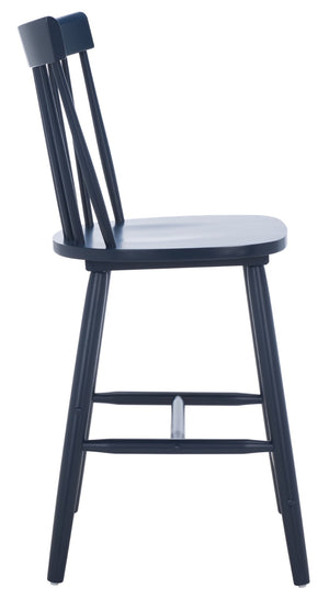 Safavieh PROVIDENCE Counter Stool Set of Two - Farmhouse Charm with Timeless Spindle-Back Design & Comfort Navy BST8505E-SET2