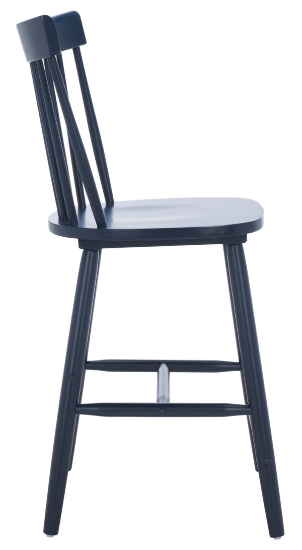 Safavieh PROVIDENCE Counter Stool Set of Two - Farmhouse Charm with Timeless Spindle-Back Design & Comfort Navy BST8505E-SET2
