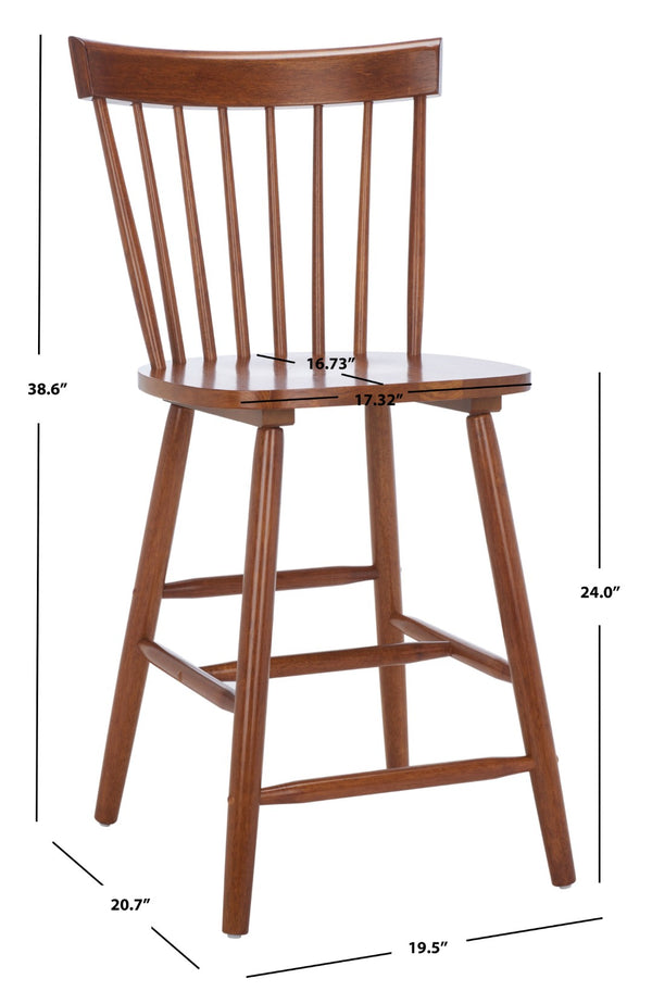 Safavieh PROVIDENCE Counter Stool Set of Two - Farmhouse Charm with Timeless Spindle-Back Design & Comfort Walnut BST8505F-SET2