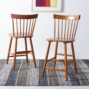 Safavieh PROVIDENCE Counter Stool Set of Two - Farmhouse Charm with Timeless Spindle-Back Design & Comfort Walnut BST8505F-SET2