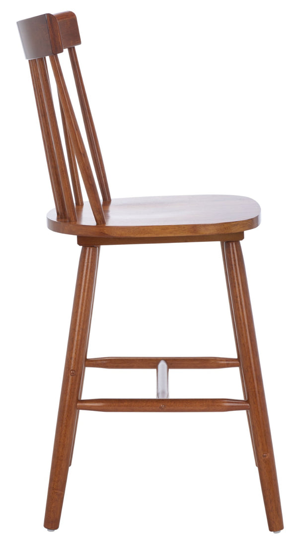 Safavieh PROVIDENCE Counter Stool Set of Two - Farmhouse Charm with Timeless Spindle-Back Design & Comfort Walnut BST8505F-SET2