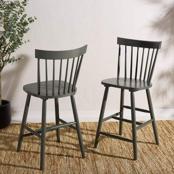 Safavieh Providence Counter Stools - Stylish Farmhouse Spindle Back Design For Modern Home Décor, Set Of 2 Dusty Green Wood Bst8505g-set2