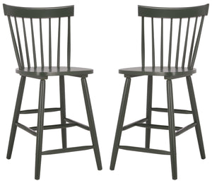 Safavieh Providence Counter Stools - Stylish Farmhouse Spindle Back Design For Modern Home Décor, Set Of 2 Dusty Green Wood Bst8505g-set2