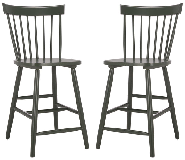 Safavieh Providence Counter Stools - Stylish Farmhouse Spindle Back Design For Modern Home Décor, Set Of 2 Dusty Green Wood Bst8505g-set2