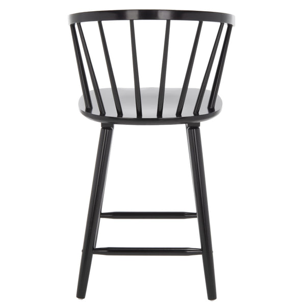 Safavieh BLANCHARD Counter Stool Set of Two - Elegant Rubberwood Design with Antique-Inspired Curves and Comfort Black BST8506A-SET2