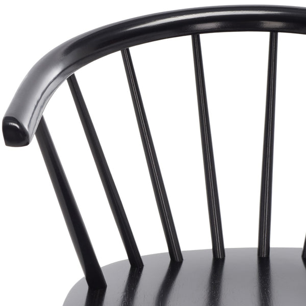 Safavieh BLANCHARD Counter Stool Set of Two - Elegant Rubberwood Design with Antique-Inspired Curves and Comfort Black BST8506A-SET2