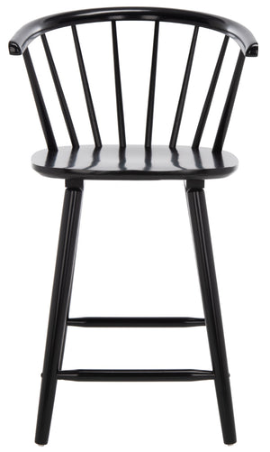 Safavieh BLANCHARD Counter Stool Set of Two - Elegant Rubberwood Design with Antique-Inspired Curves and Comfort Black BST8506A-SET2