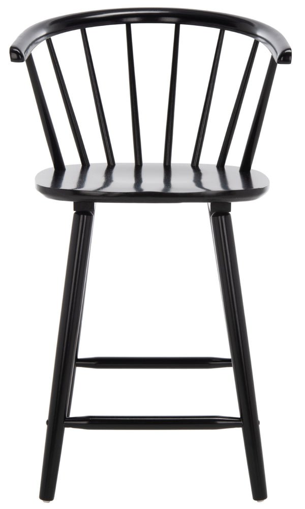 Safavieh BLANCHARD Counter Stool Set of Two - Elegant Rubberwood Design with Antique-Inspired Curves and Comfort Black BST8506A-SET2