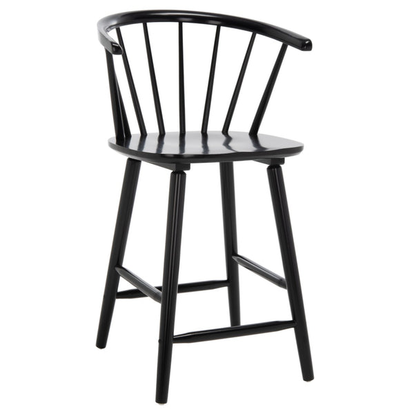 Safavieh BLANCHARD Counter Stool Set of Two - Elegant Rubberwood Design with Antique-Inspired Curves and Comfort Black BST8506A-SET2
