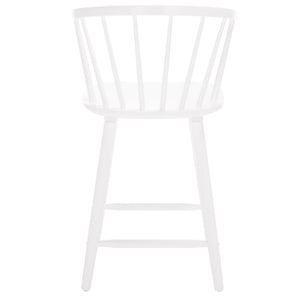 Safavieh BLANCHARD Counter Stool Set of Two - Elegant Rubberwood Design with Antique-Inspired Curves and Comfort White BST8506B-SET2