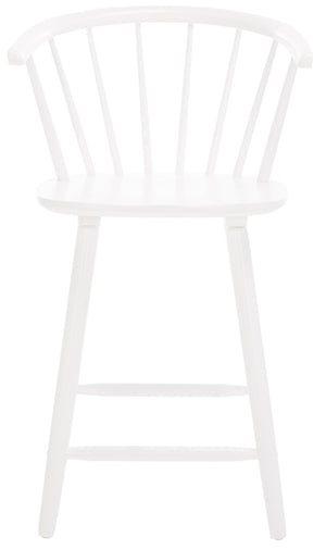 Safavieh BLANCHARD Counter Stool Set of Two - Elegant Rubberwood Design with Antique-Inspired Curves and Comfort White BST8506B-SET2
