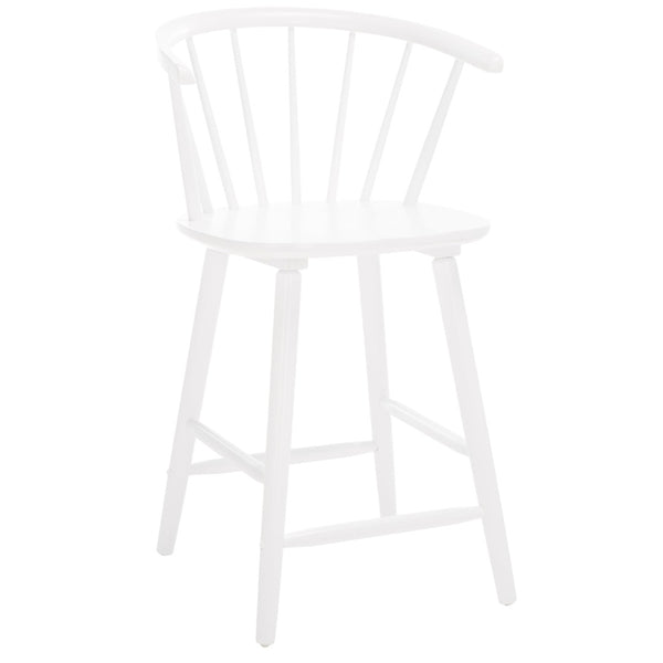 Safavieh BLANCHARD Counter Stool Set of Two - Elegant Rubberwood Design with Antique-Inspired Curves and Comfort White BST8506B-SET2